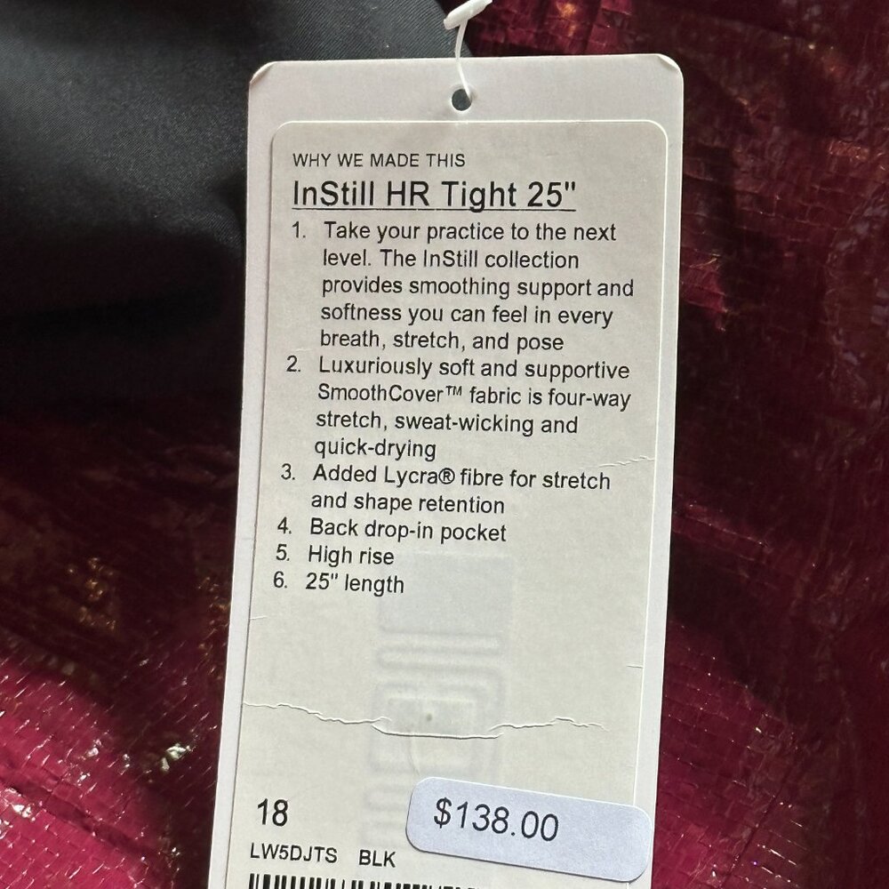 NWT Lululemon InStill High-Rise Tight 25" Black size 18 - Picture 5 of 5